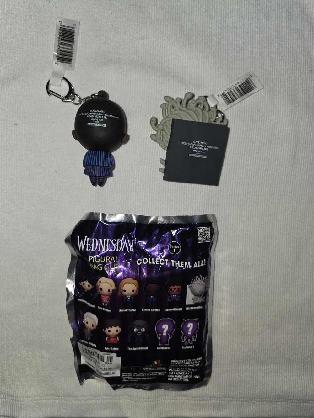 Wednesday Figural Bag Clip Keychain - Bundle Bianca & Ajax Blue, Gray